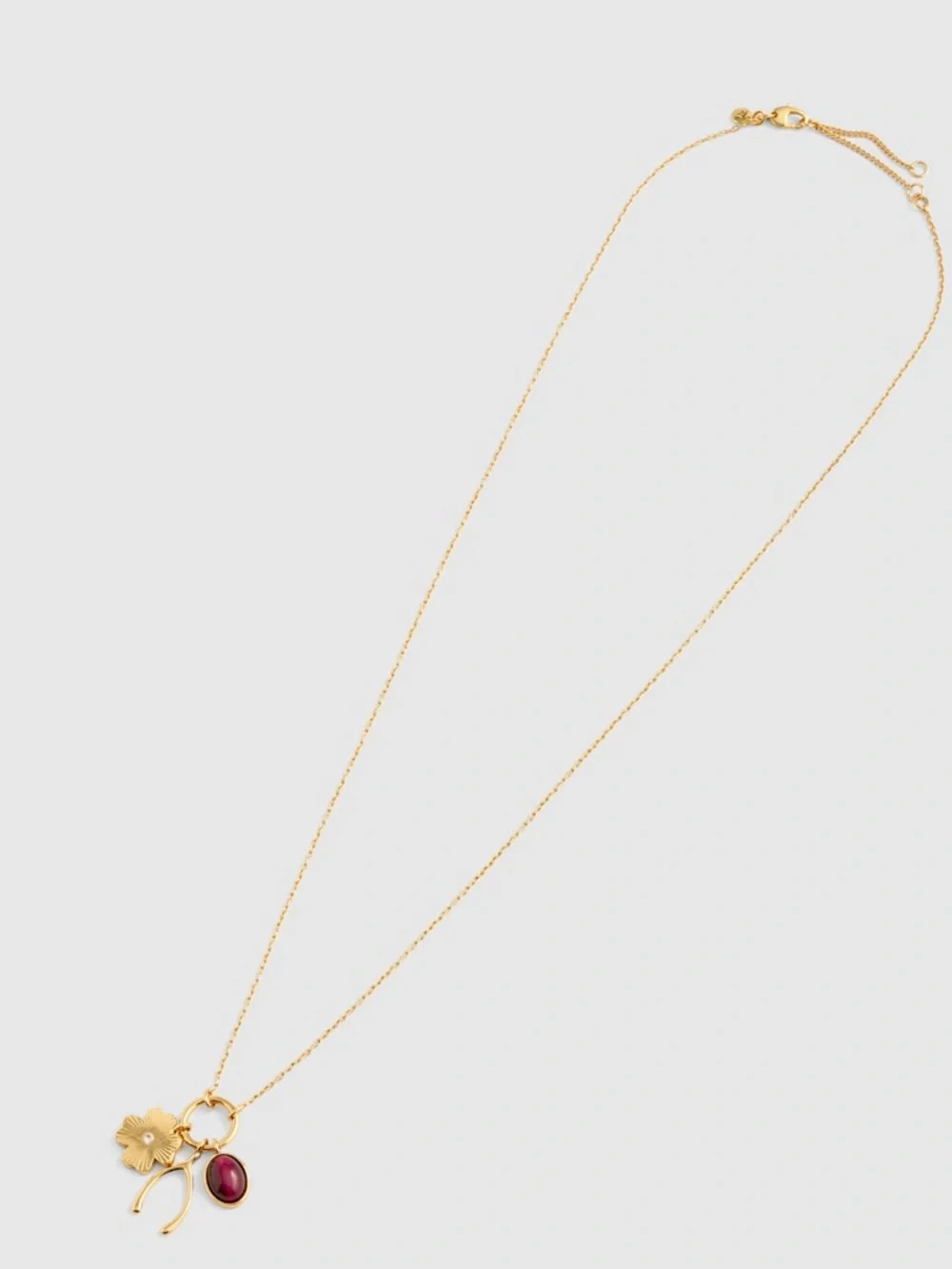 NWT MADEWELL Semiprecious Wishbone Charm Necklace - Picture 3 of 8